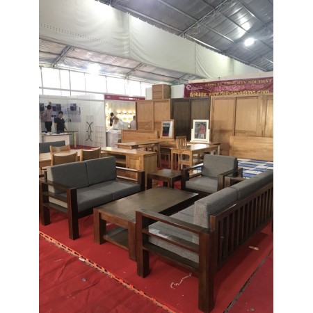ChunKy Walnut : Ghế Sofa Đôi Gỗ Sồi Kèm Nệm